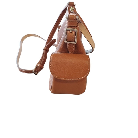 Dooney & Bourke Cognac Brown Pebbled Leather Crossbody Satchel Bag - Picture 3 of 17